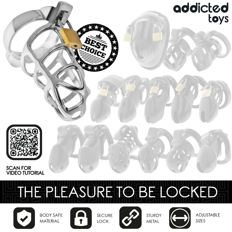 ADDICTED TOYS LOCKED - SILVER LOCK PENIS CAGE METAL SIZE M - Bild 5