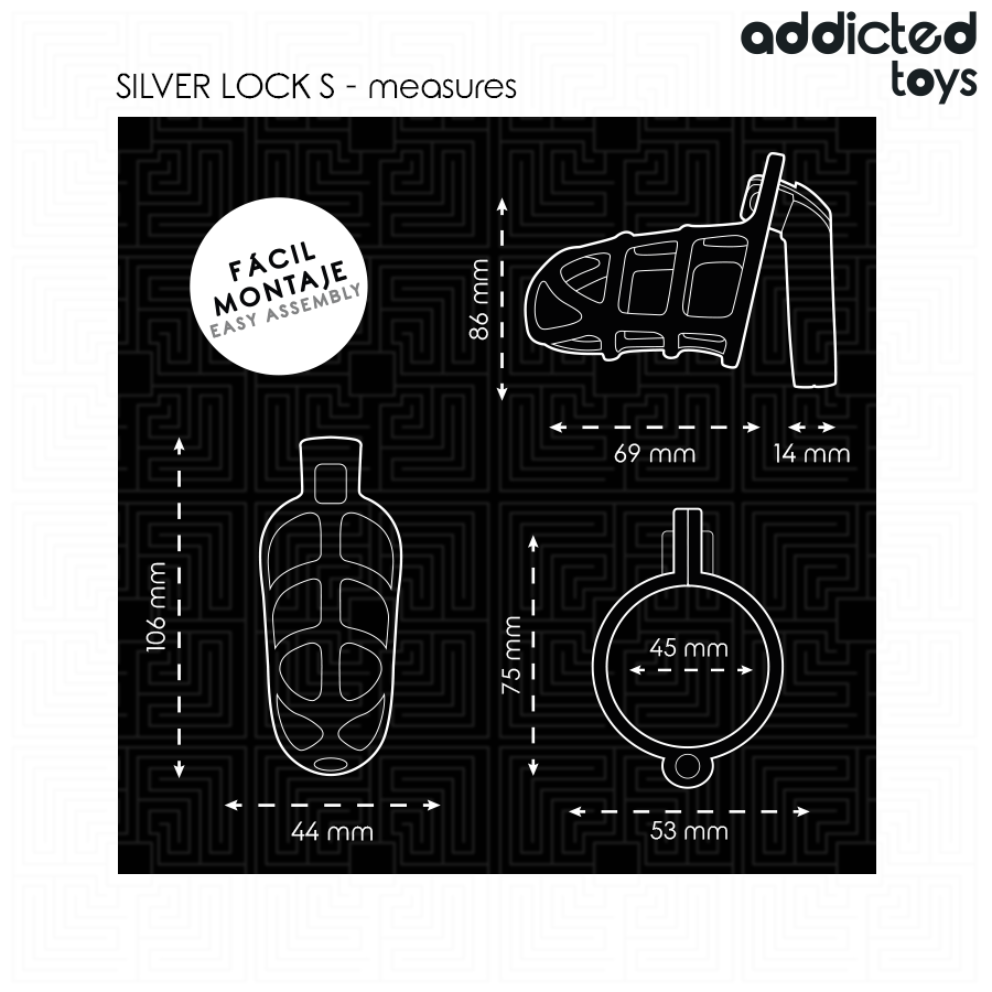 ADDICTED TOYS LOCKED - SILVER LOCK METAL PENIS CAGE SIZE S - Bild 4