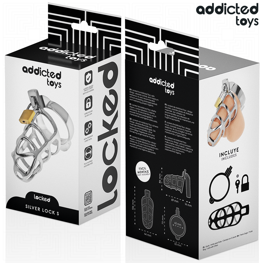 ADDICTED TOYS LOCKED - SILVER LOCK METAL PENIS CAGE SIZE S - Bild 5