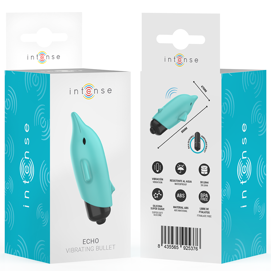 INTENSE - ECHO VIBRATING BULLET DOLPHIN BLUE 8 X 4.7 CM - Bild 6