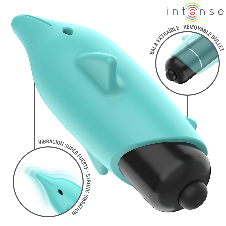 INTENSE - ECHO VIBRATING BULLET DOLPHIN BLUE 8 X 4.7 CM - Bild 3