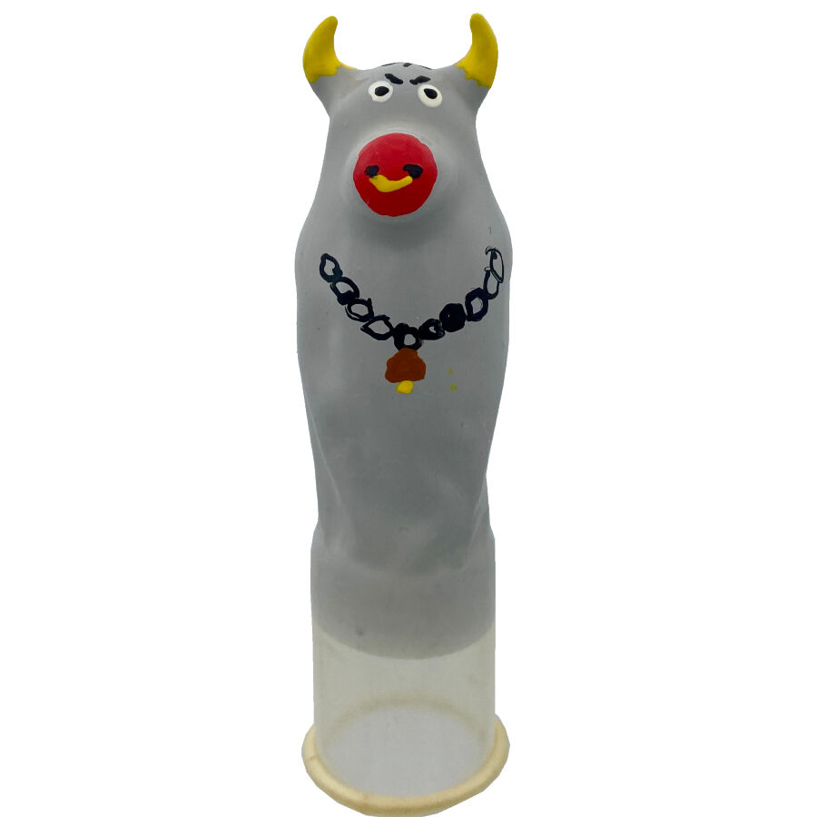 Alternative view of CONDOMERIE - HANDPAINTED NOVELTY CONDOMS GREY BULL MODEL XL