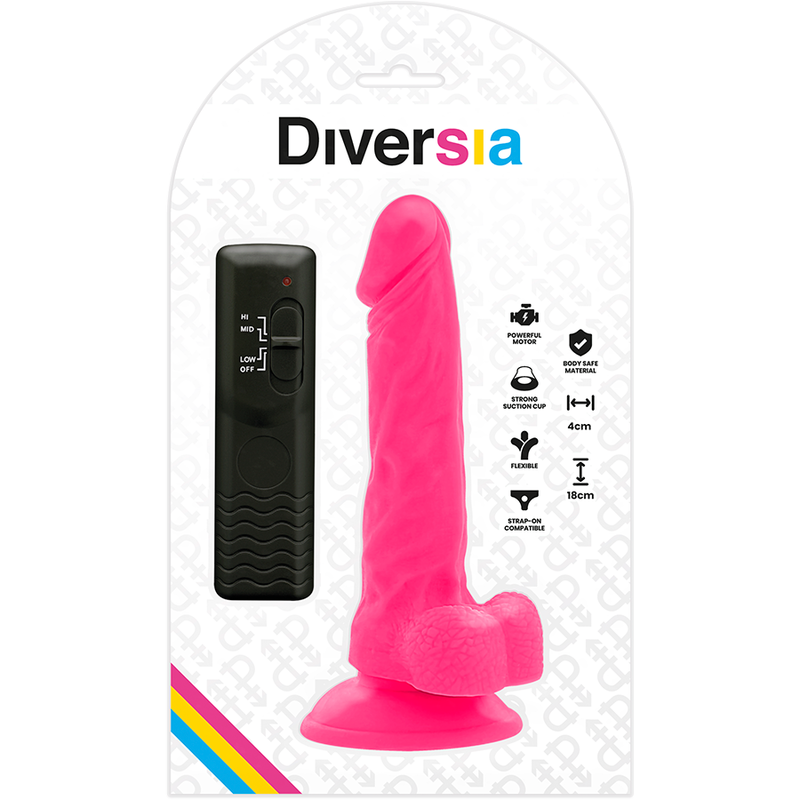 DIVERSIA - FLEXIBLE VIBRATING DILDO PINK 18 CM -O- 4 CM - Bild 7