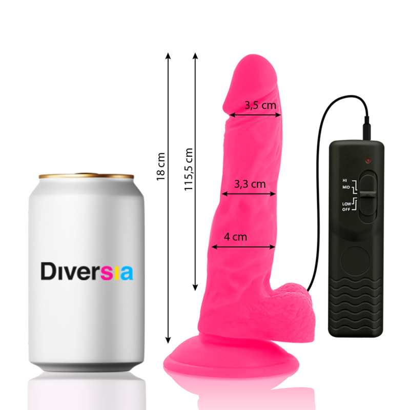 DIVERSIA - FLEXIBLE VIBRATING DILDO PINK 18 CM -O- 4 CM - Bild 3