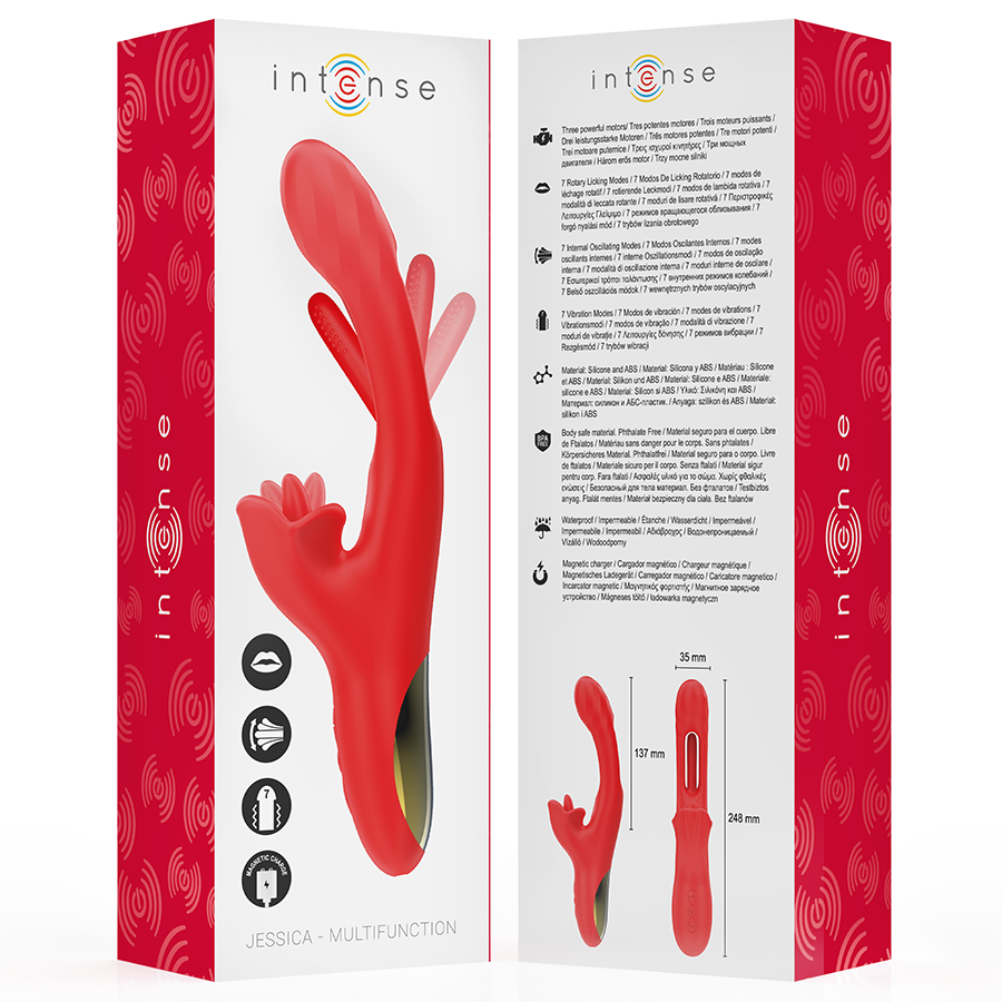 INTENSE - JESSICA MULTIFUNCTION VIBRATOR CLITORIS STIMULATION 24.8 CM RED - Bild 7