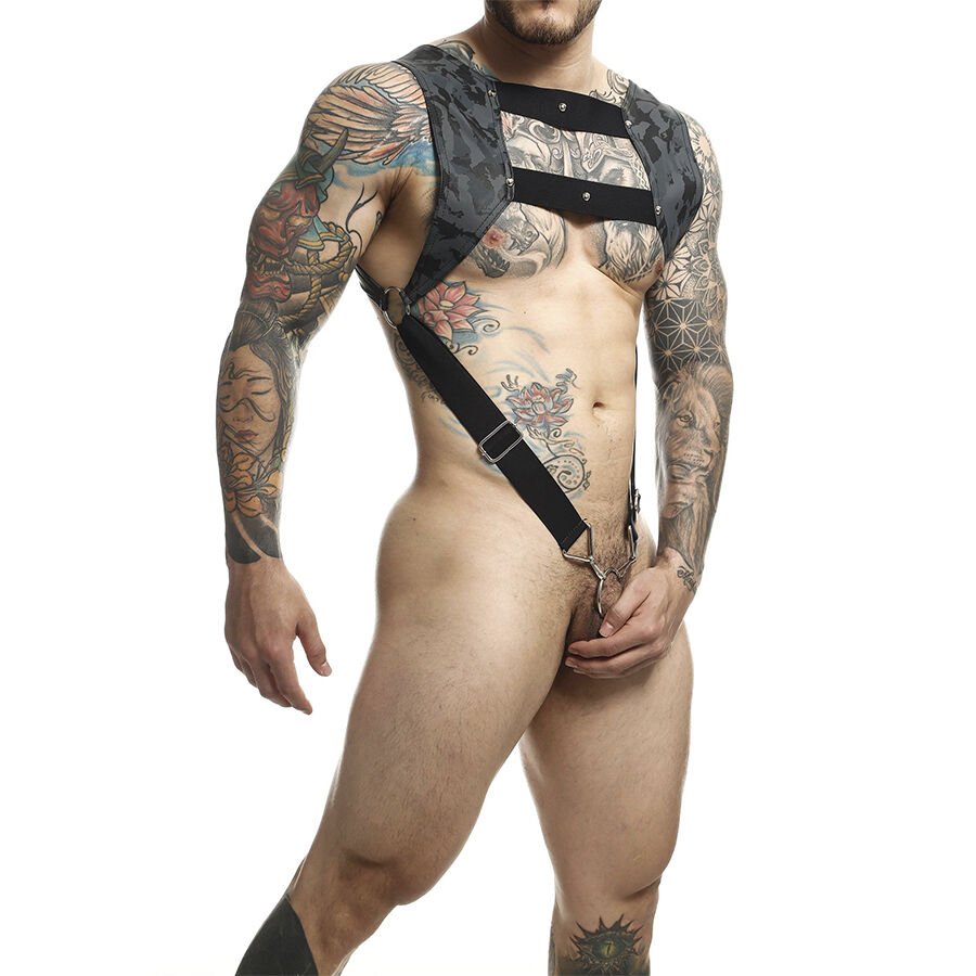 Alternative view of MOB - DNGEON HARNESS WITH SILVER PENIS RING ONE SIZE