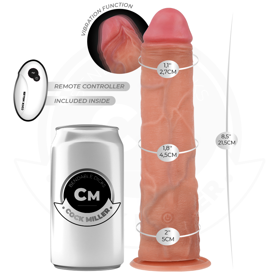 COCK MILLER - REALISTIC DILDO WITH SUCTION CUP AND VIBRATION WITH REMOTE CONTROL 21.5 CM - Bild 3