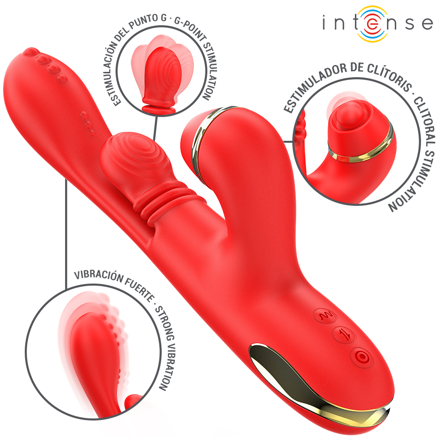 INTENSE - KATY MULTIFUNCTION CLITORIS STIMULATOR 4 INTERCHANGEABLE HEADS RED - Bild 3