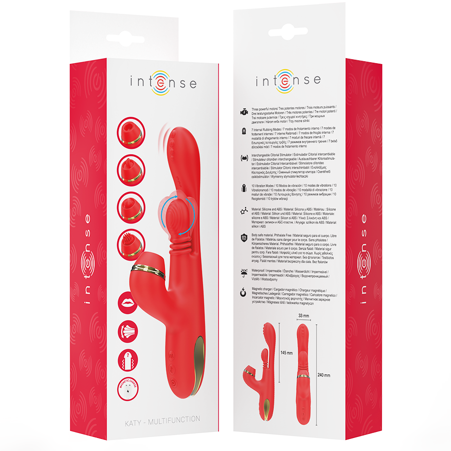 INTENSE - KATY MULTIFUNCTION CLITORIS STIMULATOR 4 INTERCHANGEABLE HEADS RED - Bild 8