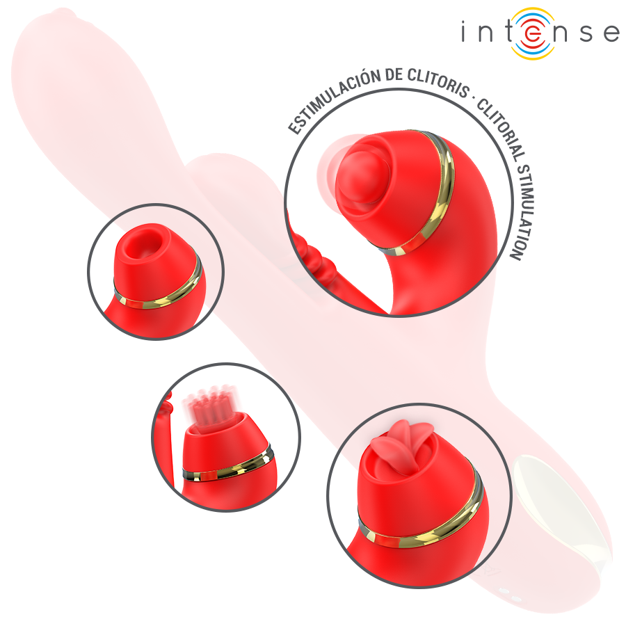 INTENSE - KATY MULTIFUNCTION CLITORIS STIMULATOR 4 INTERCHANGEABLE HEADS RED - Bild 5