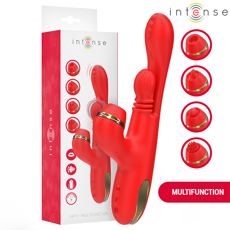 INTENSE - KATY MULTIFUNCTION CLITORIS STIMULATOR 4 INTERCHANGEABLE HEADS RED - Bild 9