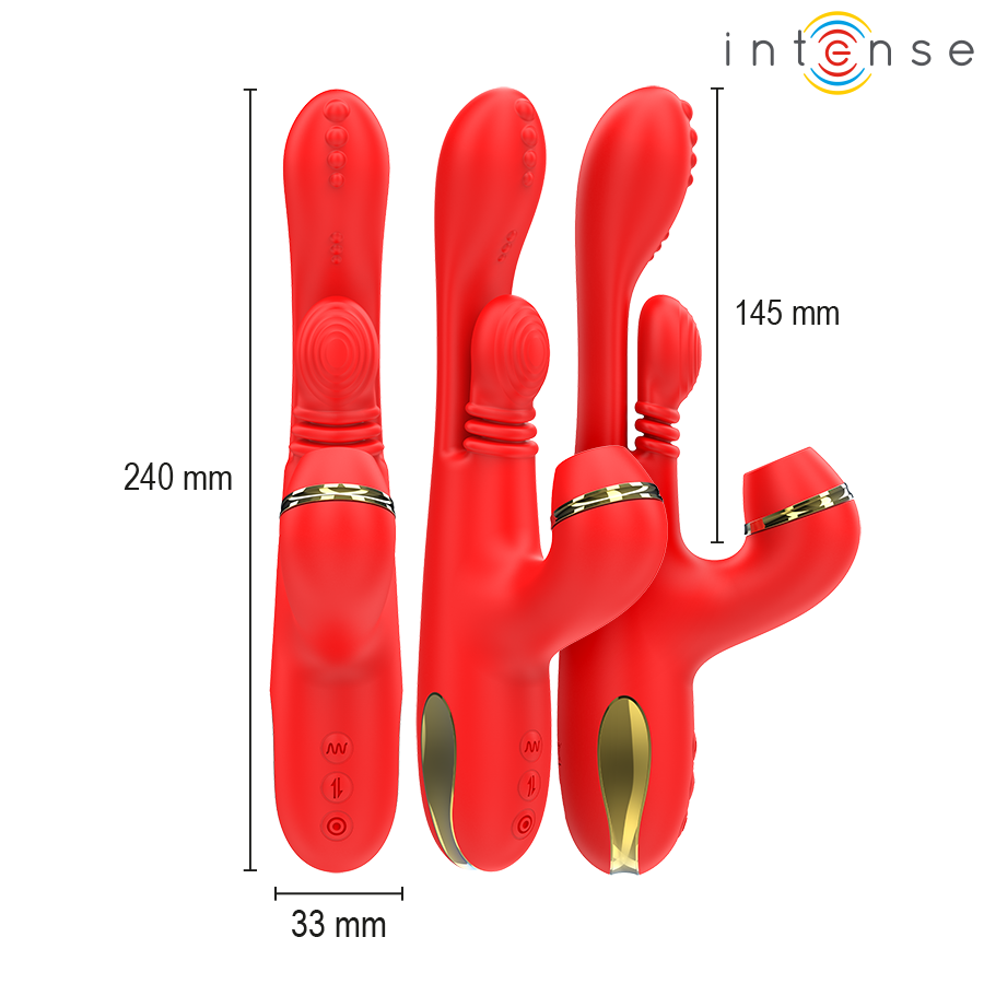 Alternative view of INTENSE - KATY MULTIFUNCTION CLITORIS STIMULATOR 4 INTERCHANGEABLE HEADS RED