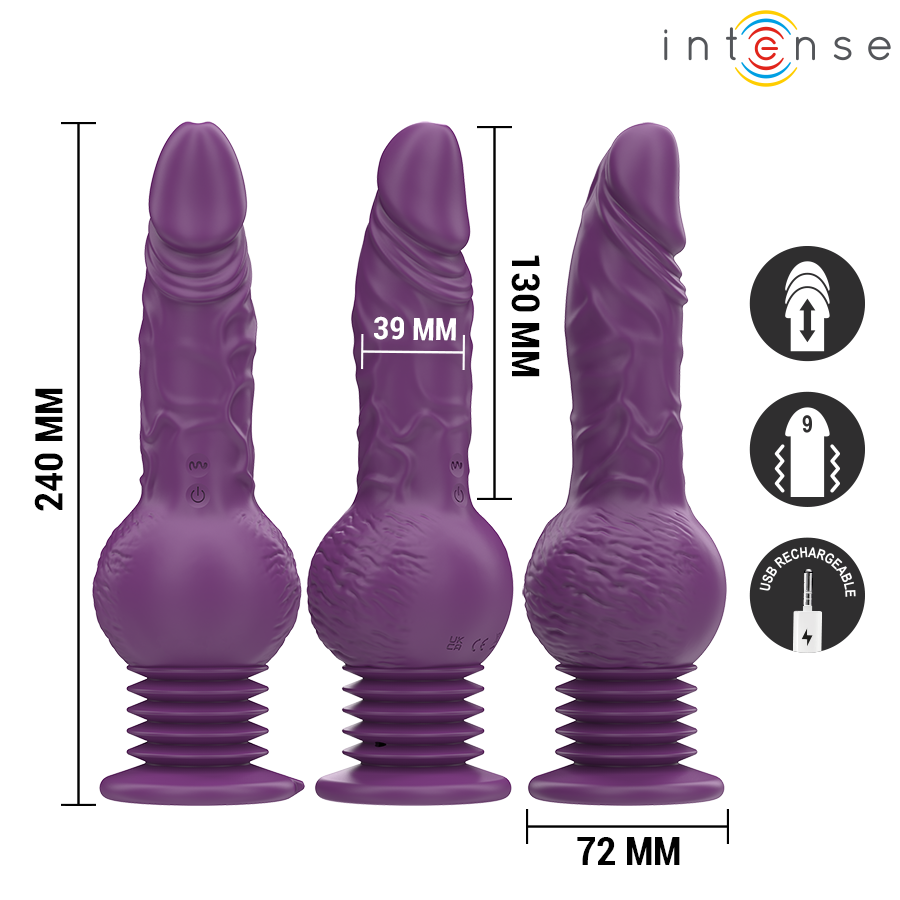 Alternative view of INTENSE - TATUM MULTIFUNCTION VIBRATOR WITH UP AND DOWN VIBRATION 24 CM PURPLE