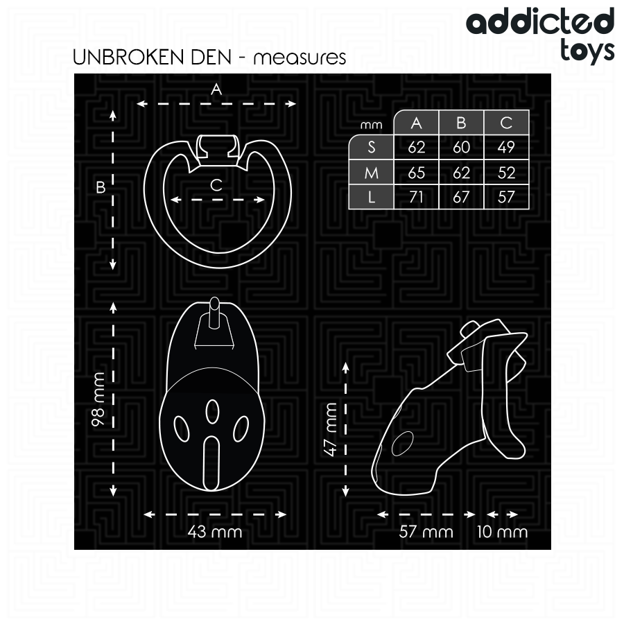 Alternative view of ADDICTED TOYS LOCKED - UNBROKEN DEN PENIS CAGE 9.8 CM