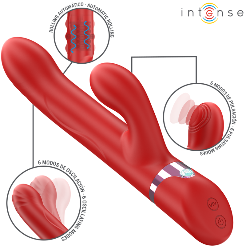 INTENSE - LELE MULTIFUNCTION VIBRATOR ROTATING & OSCILLATION & STIMULATION RED - Bild 2