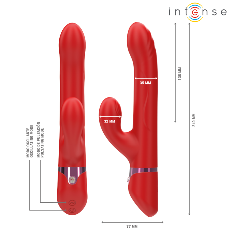 INTENSE - LELE MULTIFUNCTION VIBRATOR ROTATING & OSCILLATION & STIMULATION RED - Bild 3
