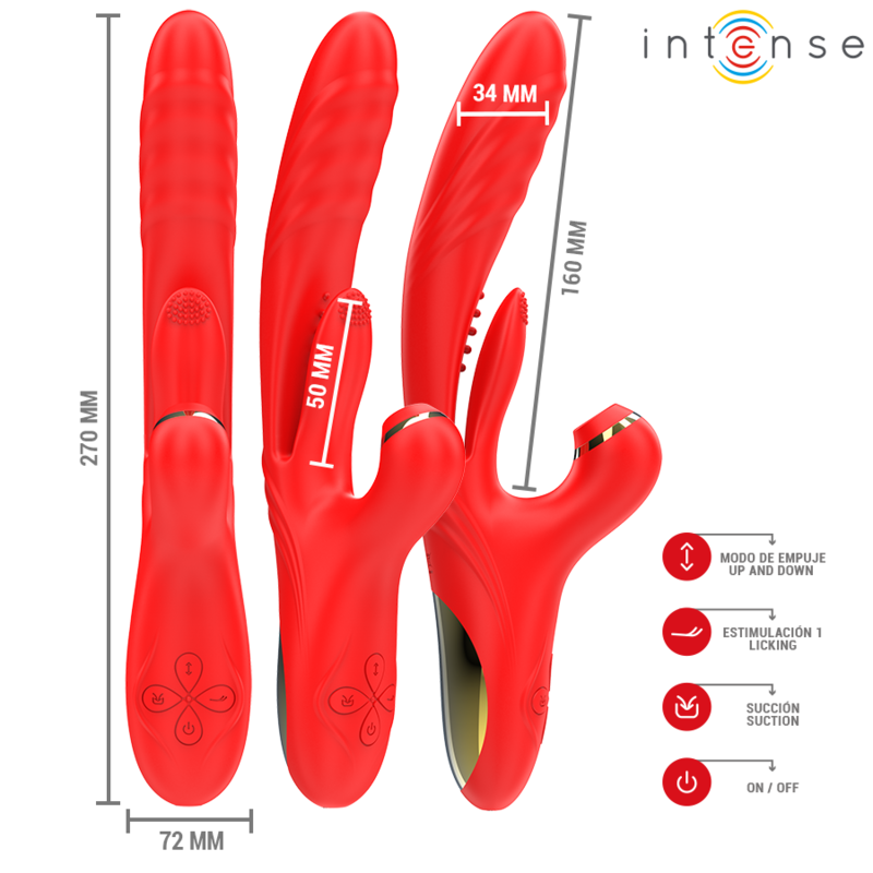 INTENSE - KAROL MULTIFUNCTION VIBRATOR THRUST & STIMULATION & STIMULATING WAVES RED - Bild 4