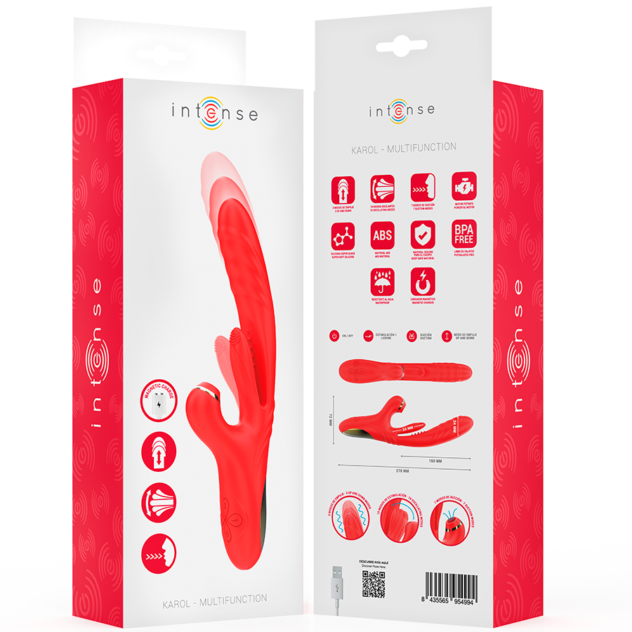 INTENSE - KAROL MULTIFUNCTION VIBRATOR THRUST & STIMULATION & STIMULATING WAVES RED - Bild 8