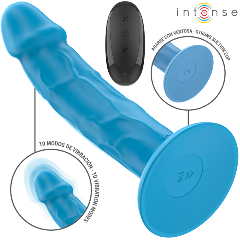 Alternative view of INTENSE - PHOEBE REALISTIC VIBRATOR 10 VIBRATIONS BLUE REMOTE CONTROL