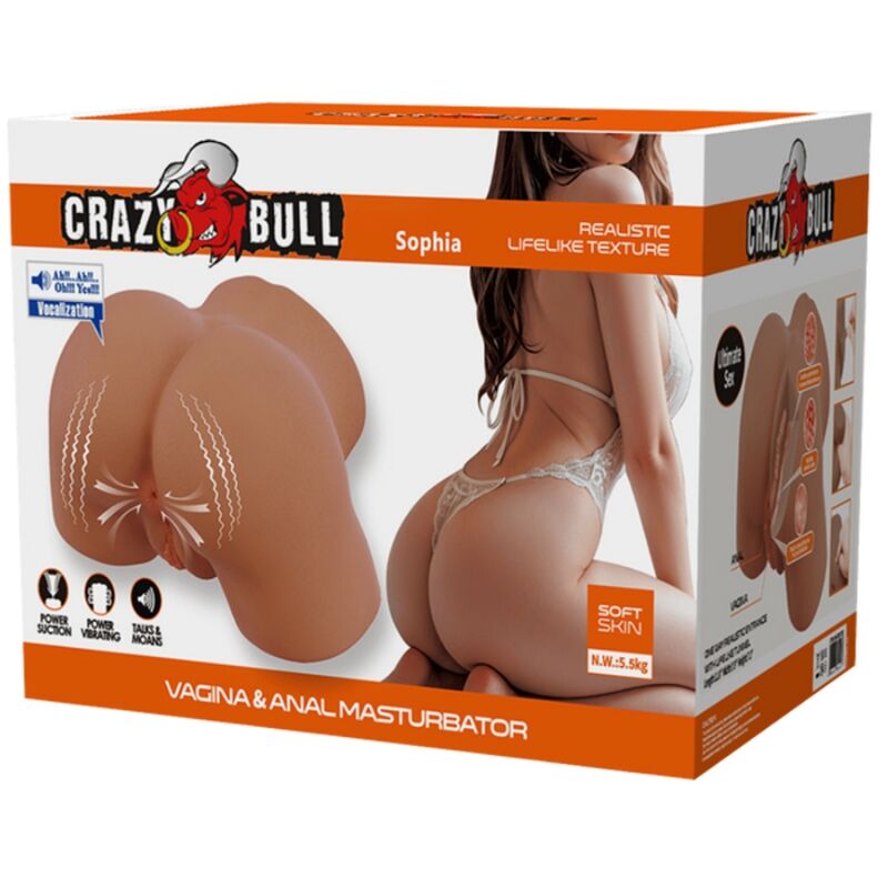 CRAZY BULL - SOPHIA REALISTIC FEMALE BUTT VIBRATOR AND SUCKER WITH SOUND 5.5 KG - Bild 8