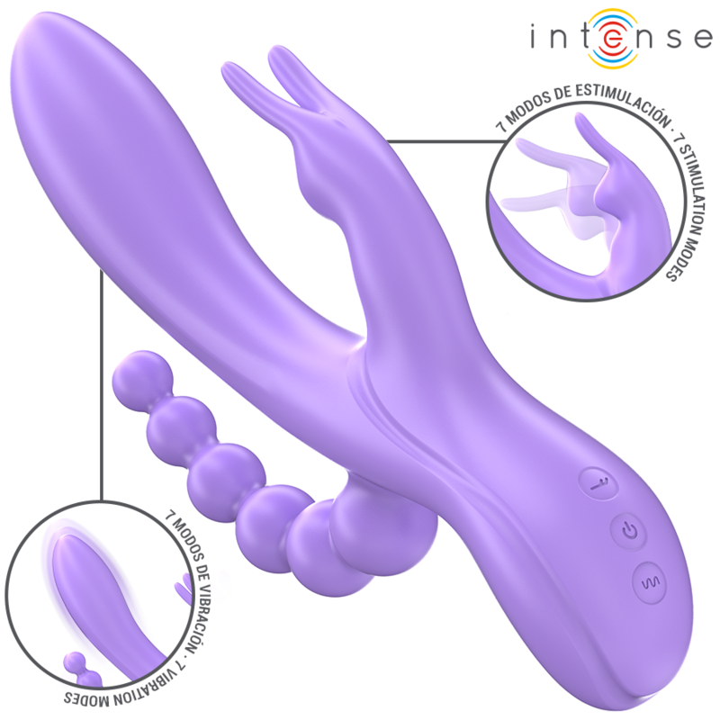 Alternative view of INTENSE - MIKO TRIPLE VIBRATOR RABBIT & STIMULATOR & ANAL 7 VIBRATIONS PURPLE