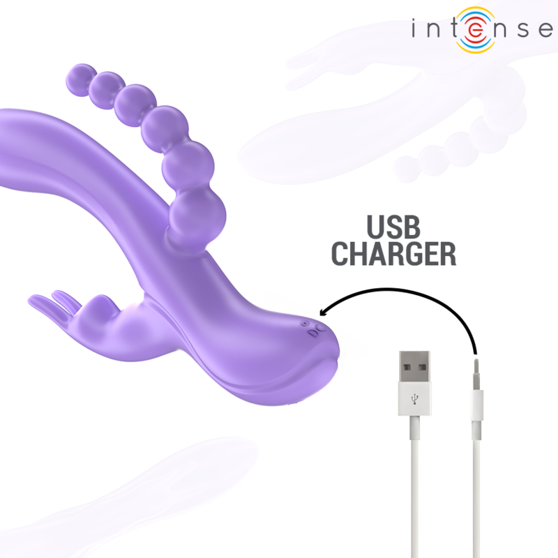INTENSE - MIKO TRIPLE VIBRATOR RABBIT & STIMULATOR & ANAL 7 VIBRATIONS PURPLE - Bild 7