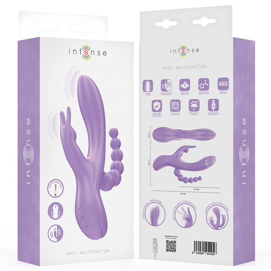 INTENSE - MIKO TRIPLE VIBRATOR RABBIT & STIMULATOR & ANAL 7 VIBRATIONS PURPLE - Bild 8