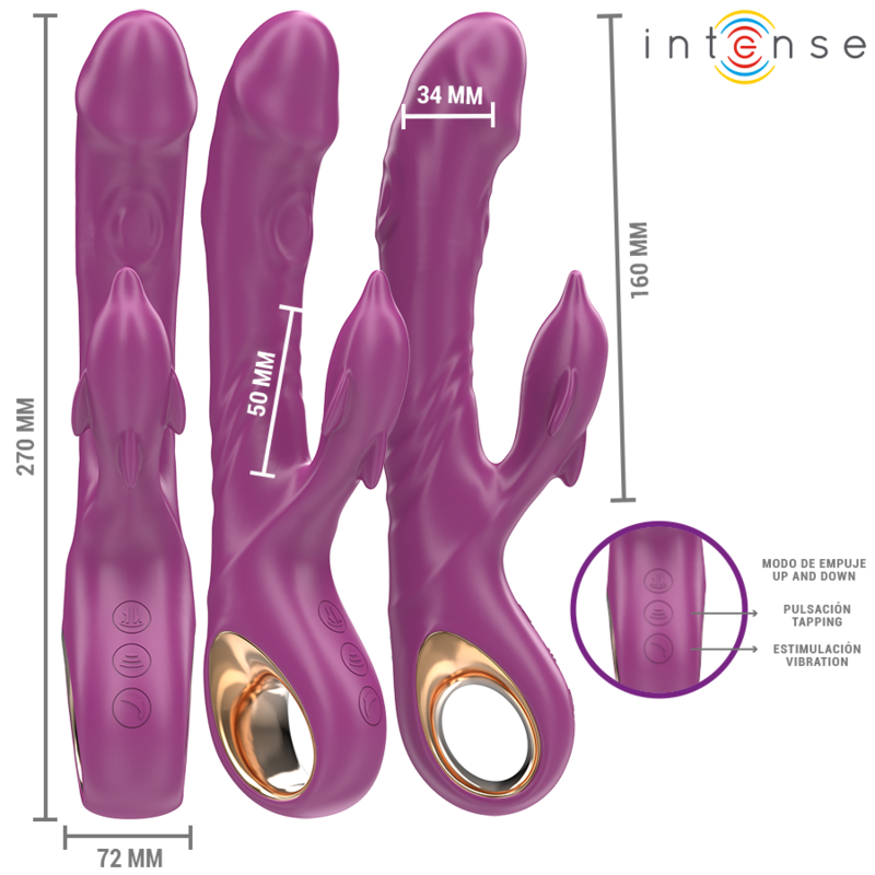 INTENSE - HALLE MULTIFUNCTION VIBRATOR WITH DOLPHIN STIMULATING TONGUE PURPLE - Bild 3