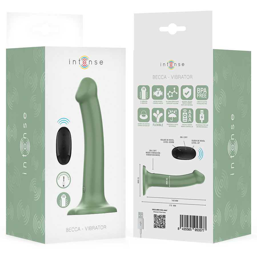 INTENSE - BECCA VIBRATOR WITH SUCTION CUP 10 VIBRATIONS GREEN REMOTE CONTROL - Bild 8