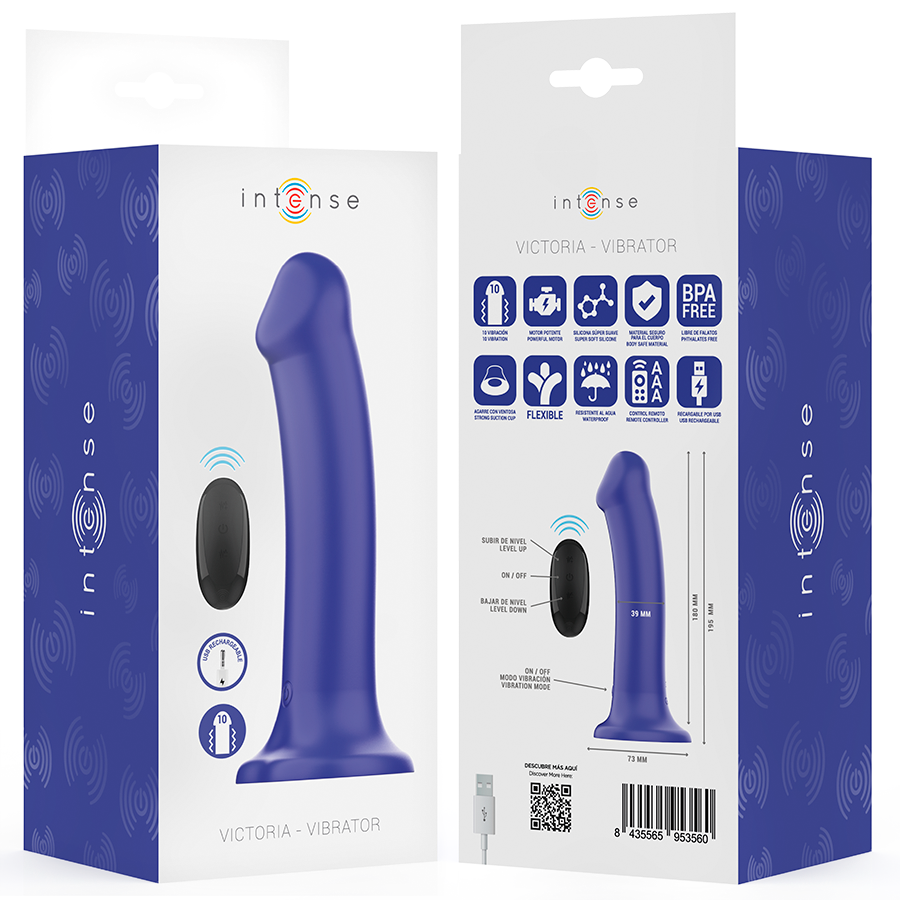 INTENSE - VICTORIA VIBRATOR WITH SUCTION CUP 10 VIBRATIONS DARK BLUE REMOTE CONTROL - Bild 8