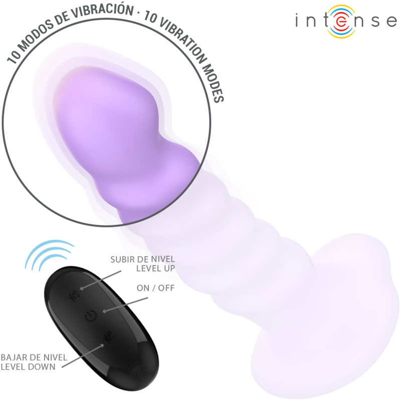 INTENSE - BRENDA VIBRATOR SIZE M SPIRAL DESIGN 10 VIBRATIONS PURPLE REMOTE CONTROL - Bild 4