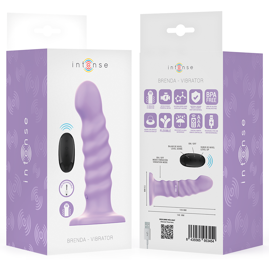 INTENSE - BRENDA VIBRATOR SIZE M SPIRAL DESIGN 10 VIBRATIONS PURPLE REMOTE CONTROL - Bild 8