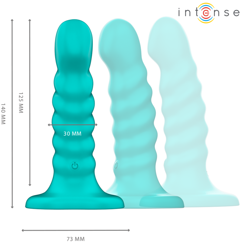 INTENSE - BUFFY VIBRATOR SIZE S SPIRAL DESIGN 10 VIBRATIONS BLUE REMOTE CONTROL - Bild 3