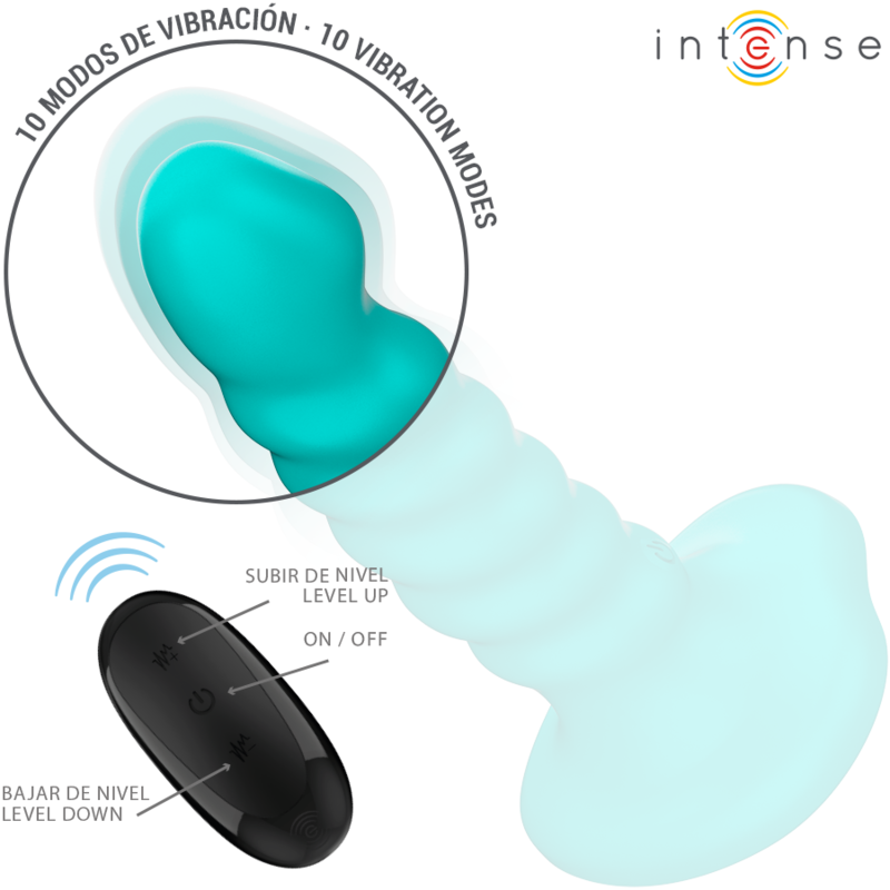 INTENSE - BUFFY VIBRATOR SIZE S SPIRAL DESIGN 10 VIBRATIONS BLUE REMOTE CONTROL - Bild 4