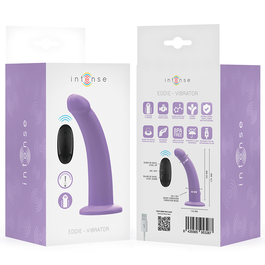 INTENSE - EDDIE VIBRATOR 17.5 CM 10 VIBRATIONS PURPLE REMOTE CONTROL - Bild 8
