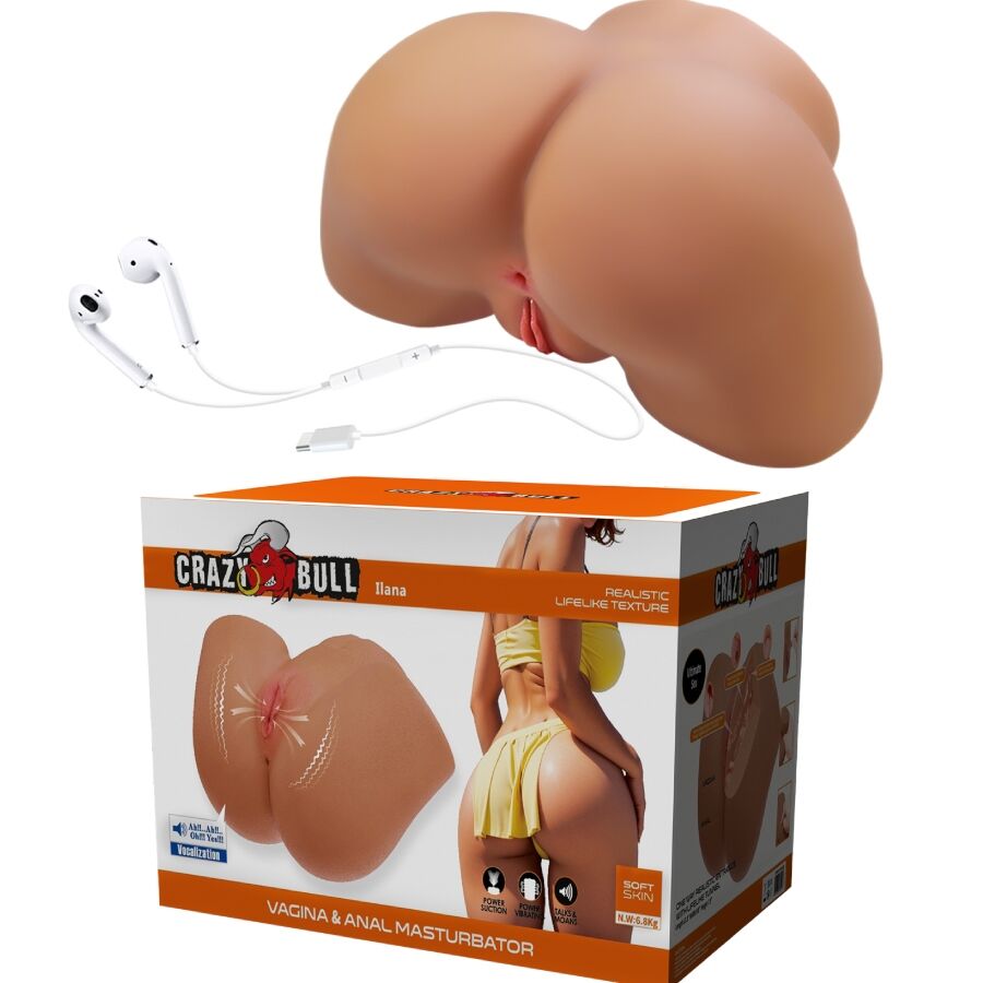 Alternative view of CRAZY BULL - ILANA REALISTIC FEMALE BUTT VIBRATOR AND SUCKER WITH SOUND 6.8 KG