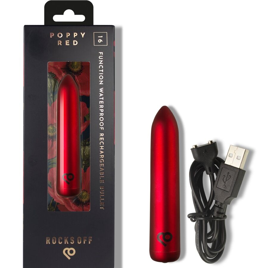 ROCKS-OFF - RECHARGEABLE VIBRATING BULLET POPPY RED - Bild 4