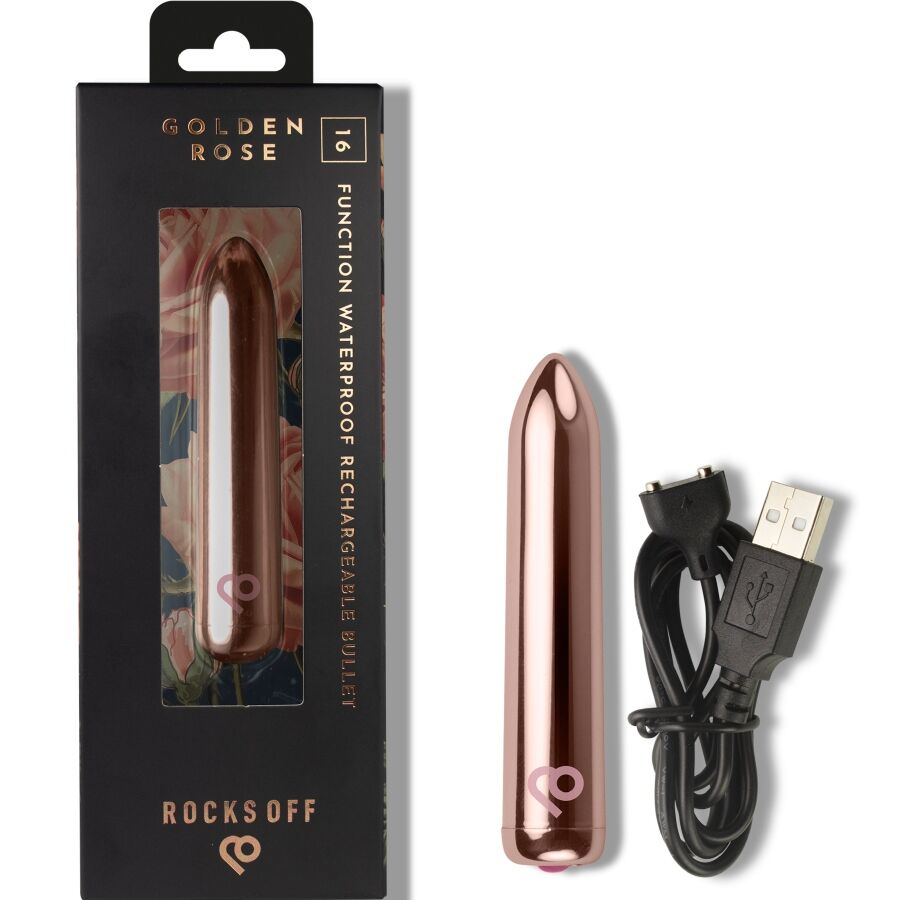 ROCKS-OFF - RECHARGEABLE VIBRATING BULLET GOLDEN ROSE - Bild 3