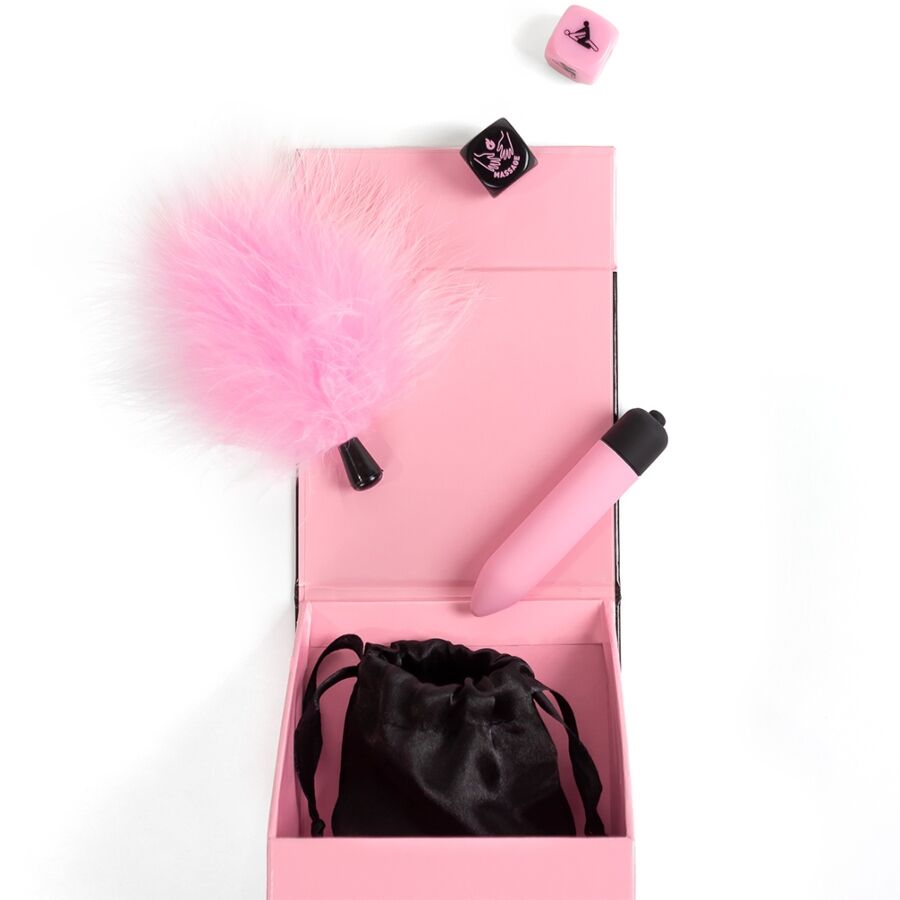 SECRET PLAY - PLEASURES BOX FOR COUPLES: DICE + VIBRATING BULLET + FEATHER PEN - Bild 5
