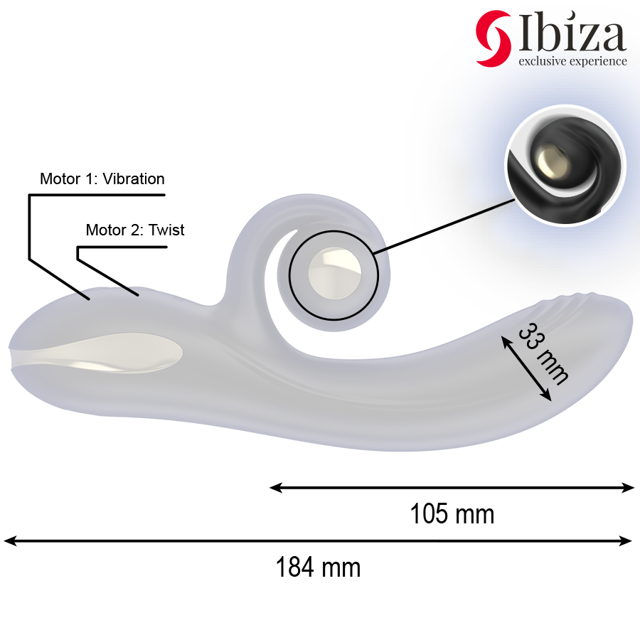 IBIZA - TWISTER VIBRATOR WITH CURVE STIMULATOR AND VIBRO-ROTATION - Bild 5