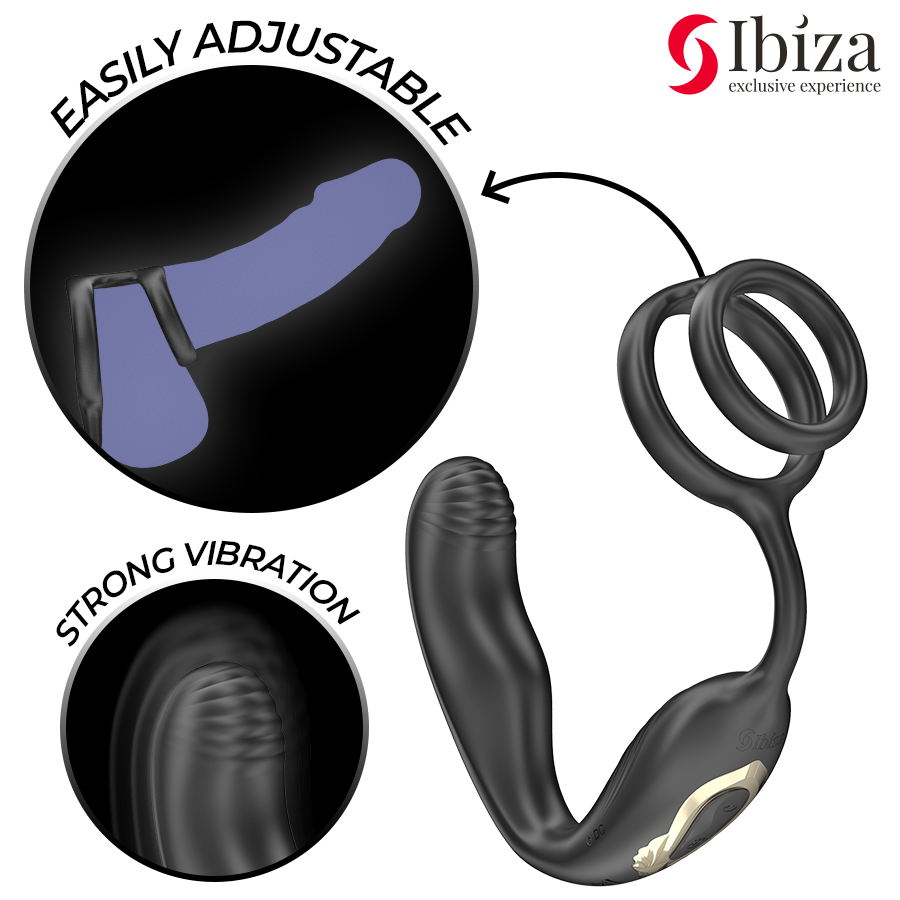 Alternative view of IBIZA - WIGGLE REMOTE CONTROLLED ROTATING ANAL PLUG WITH PERINEAL VIBRATION AND PENIS ENHANCING RINGS