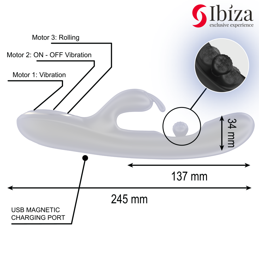 IBIZA - POWERFUL RABBIT VIBRATOR WITH MASSAGING ROLLING PEARL - Bild 4