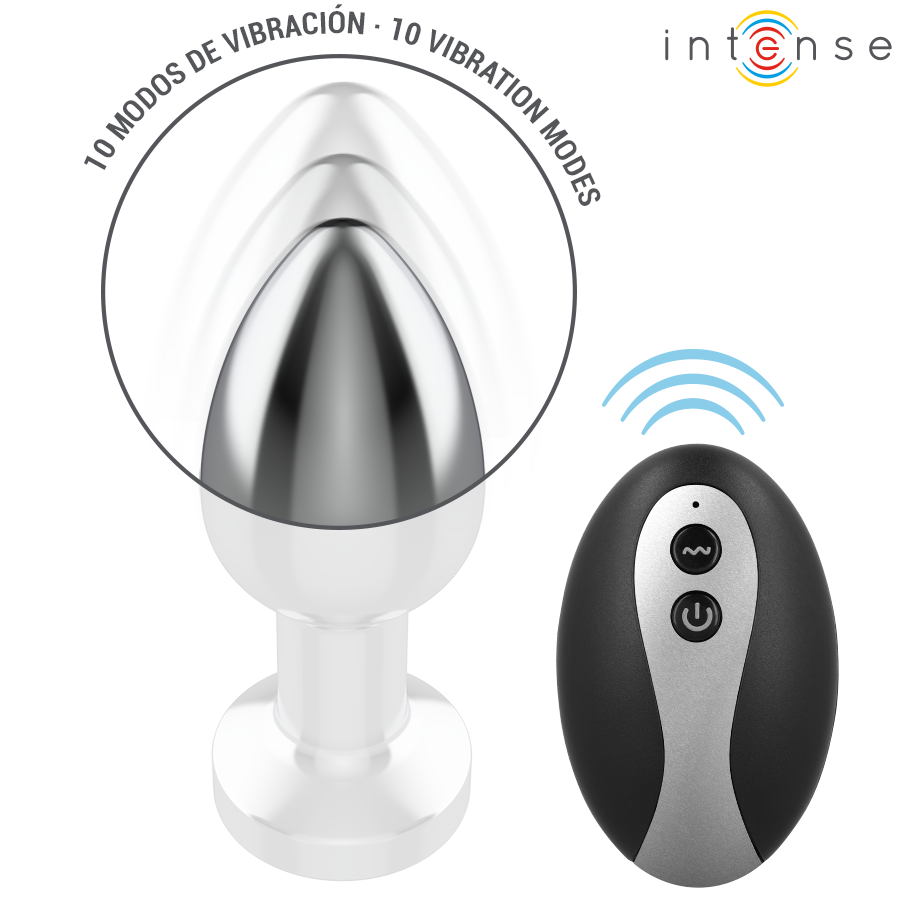 INTENSE - VIBRATING METAL ANAL PLUG WITH LED LIGHTS AND REMOTE CONTROL - SIZE S - Bild 4