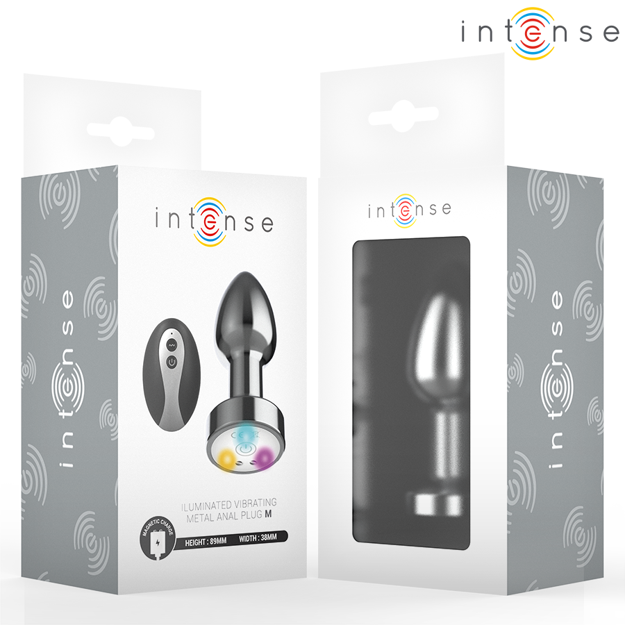 INTENSE - VIBRATING METAL ANAL PLUG WITH LED LIGHTS AND REMOTE CONTROL - SIZE M - Bild 3