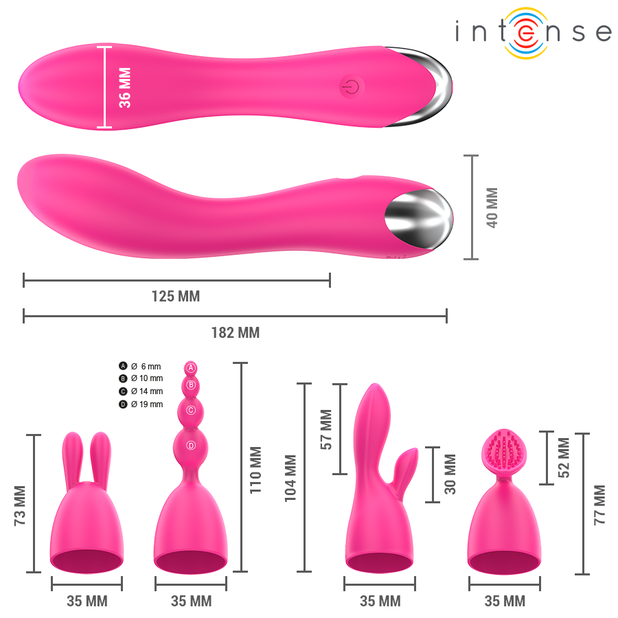 INTENSE - CHER VIBRATOR WITH 20 PATTERNS AND INTERCHANGEABLE HEADS - Bild 3