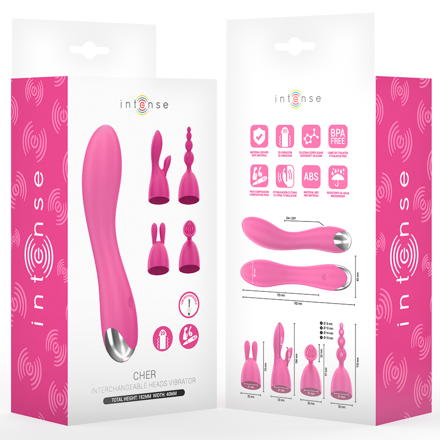 INTENSE - CHER VIBRATOR WITH 20 PATTERNS AND INTERCHANGEABLE HEADS - Bild 4