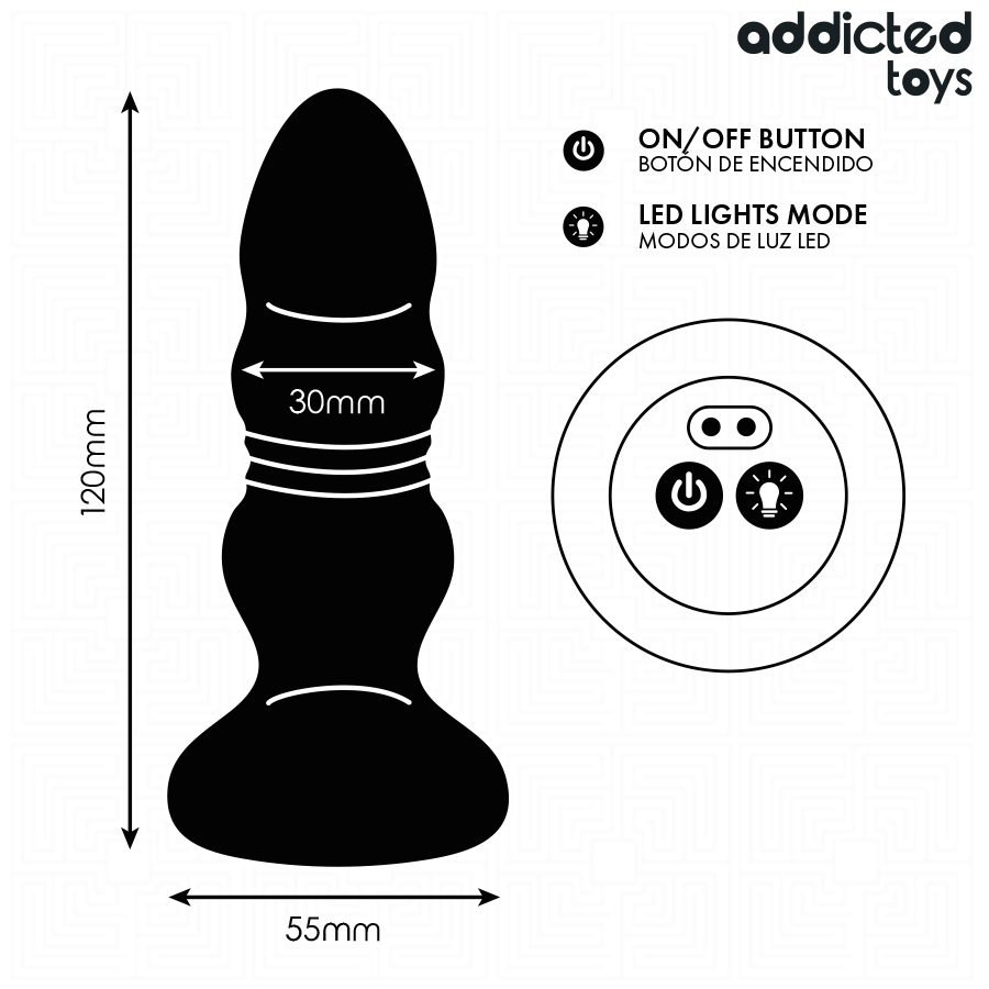ADDICTED TOYS - THRUSTING VIBRATING ANAL PLUG, LED LIGHT REMOTE CONTROL - Bild 6