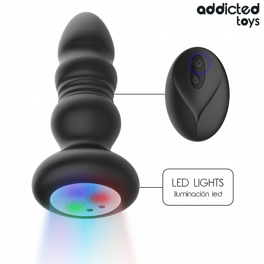 ADDICTED TOYS - THRUSTING VIBRATING ANAL PLUG, LED LIGHT REMOTE CONTROL - Bild 2