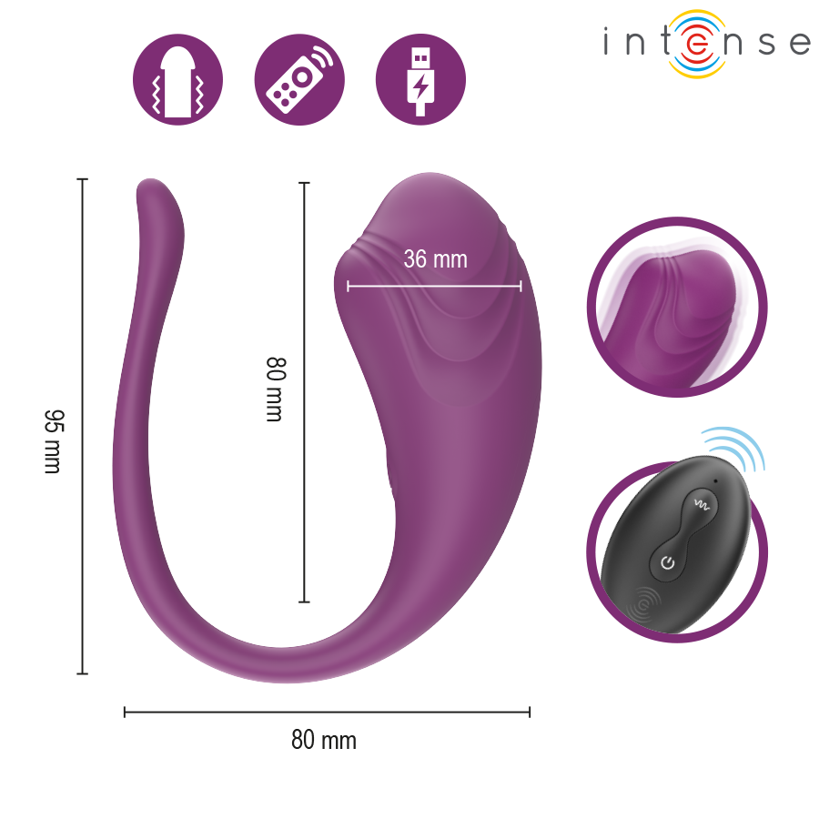 INTENSE - OLIVIA PURPLE VIBRATING EGG WITH REMOTE CONTROL - Bild 5