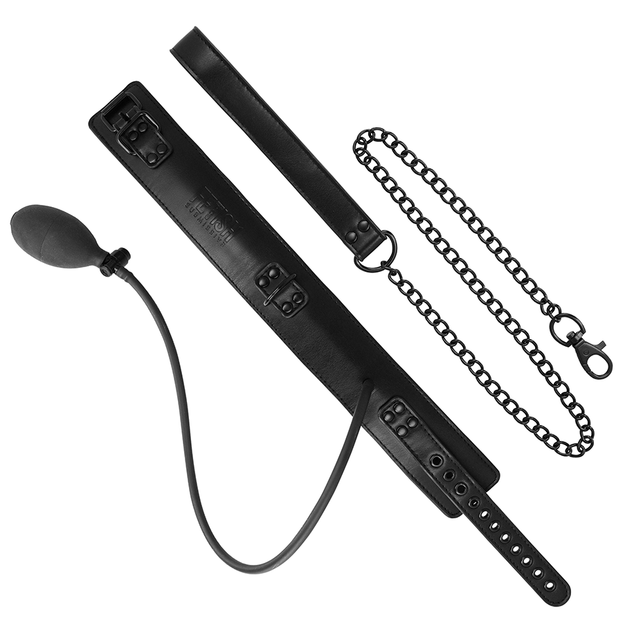 FETISH SUBMISSIVE BONDAGE - INFLATABLE STRANGLING COLLAR WITH CHAIN - Bild 7